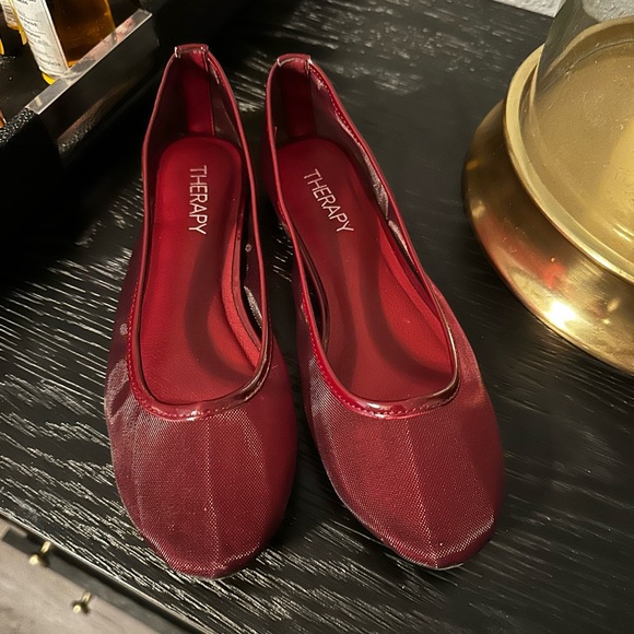 Cherry red mesh ballet flats - Picture 3 of 5